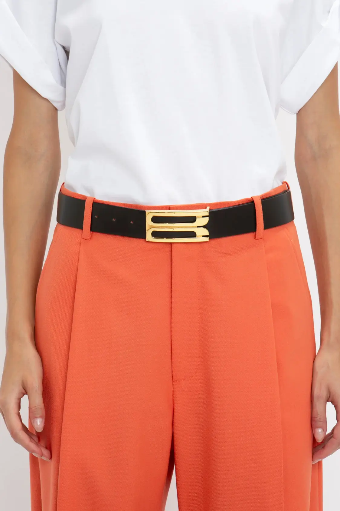 Jumbo Frame Belt In Black Croc-Effect Leather - Image 2