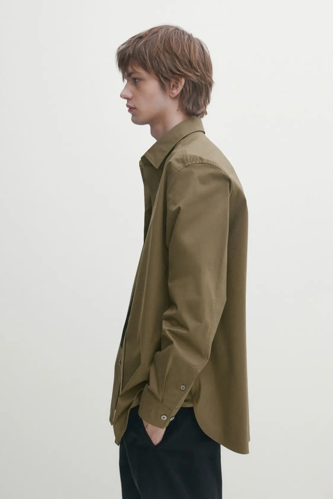 Loose fit stretch cotton twill shirt - Image 4