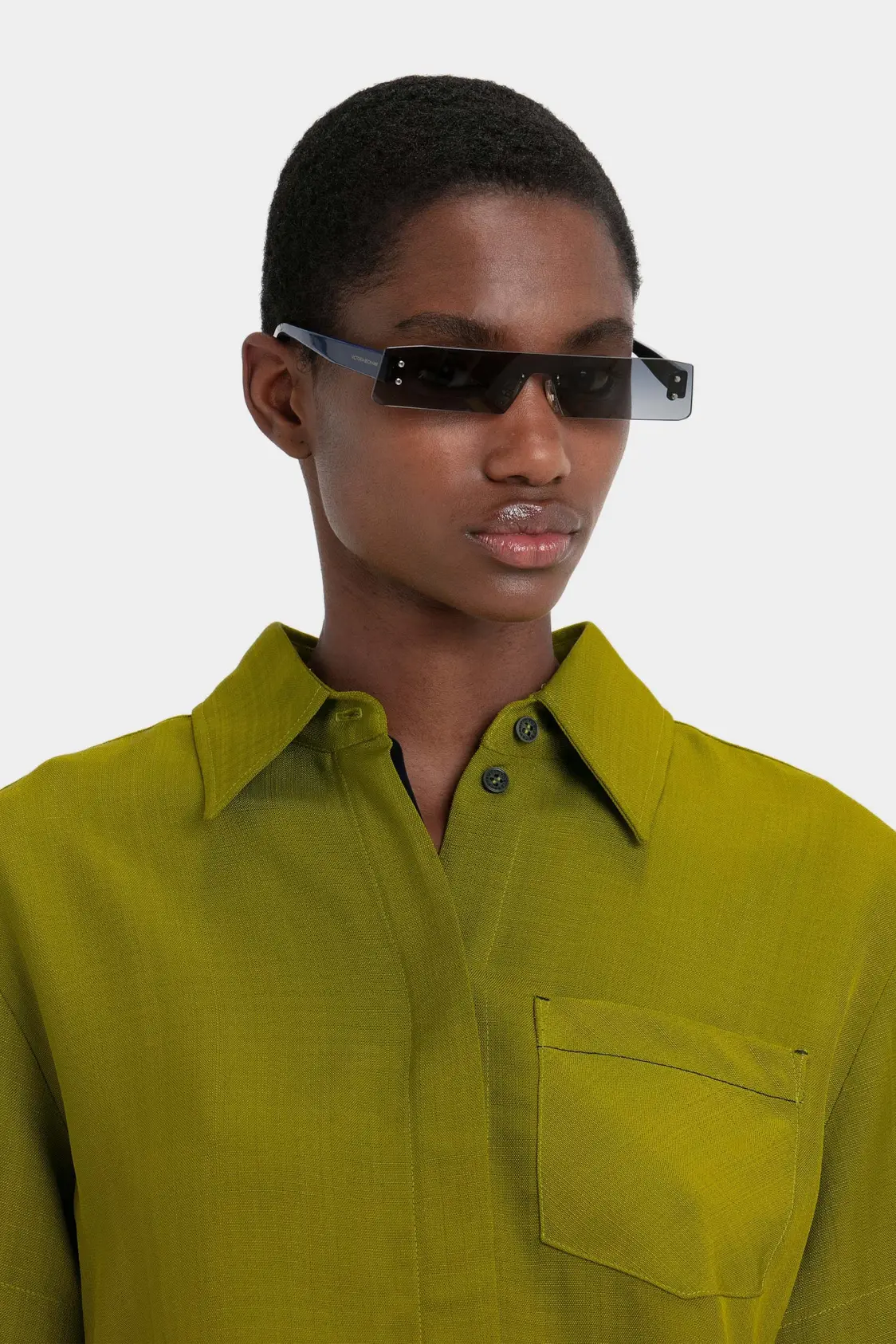 Mini Visor Sunglasses In Blue-Mirror - Image 2