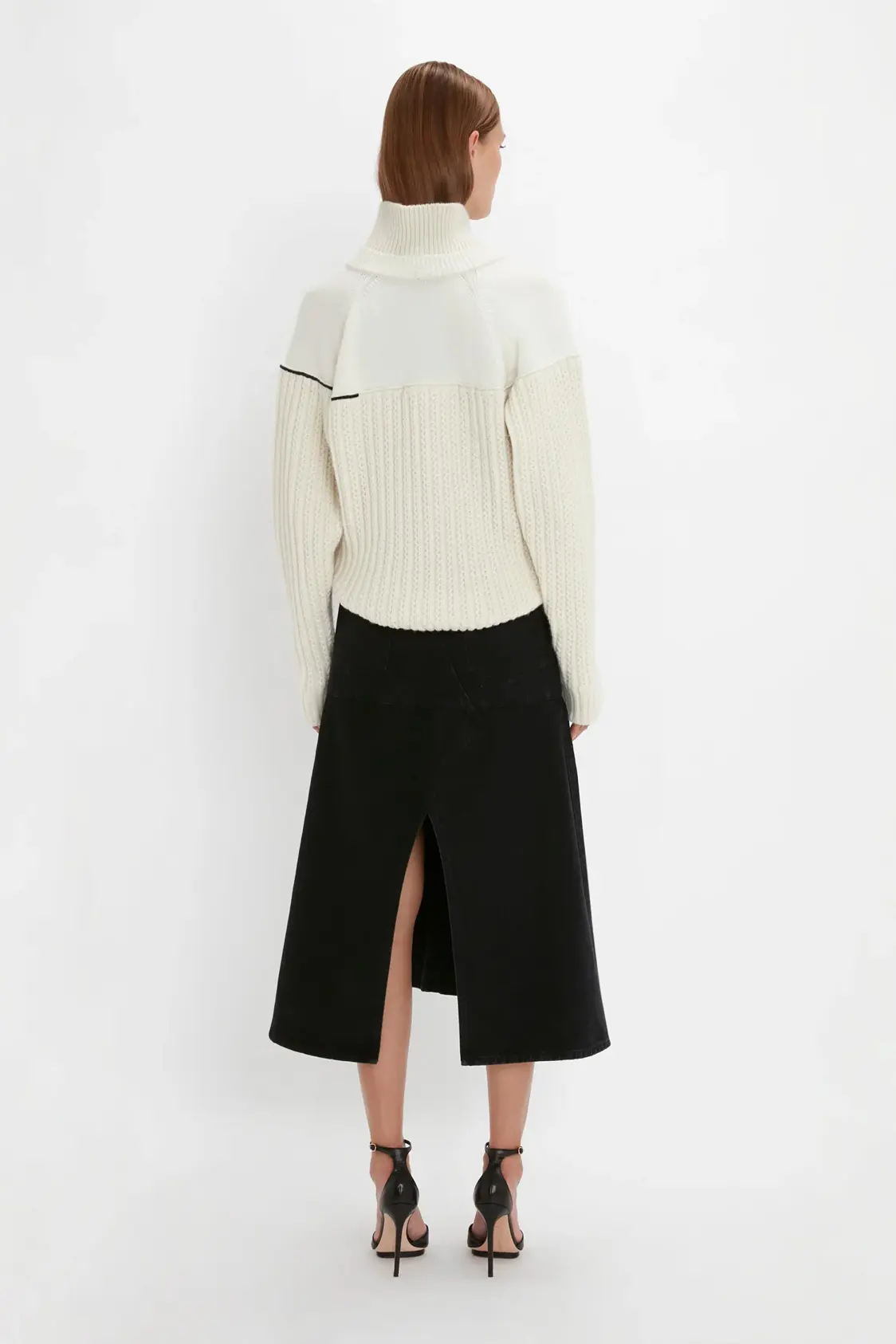Polo Neck Knitted Top In White - Image 3