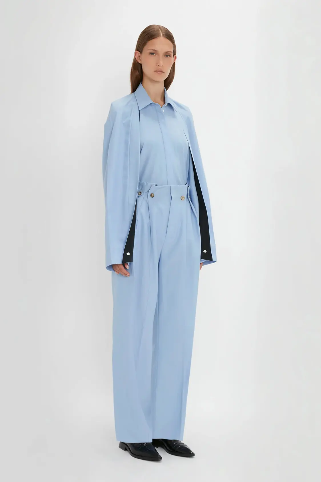Exclusive Cropped Tuxedo Trouser In Blue - Image 2