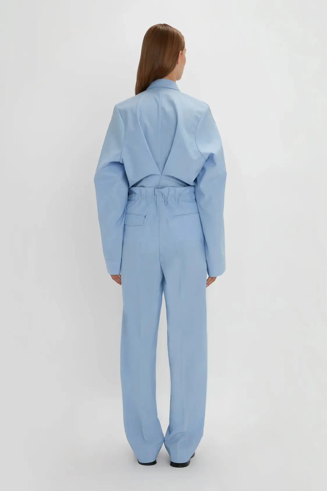 Exclusive Cropped Tuxedo Trouser In Blue - Image 3