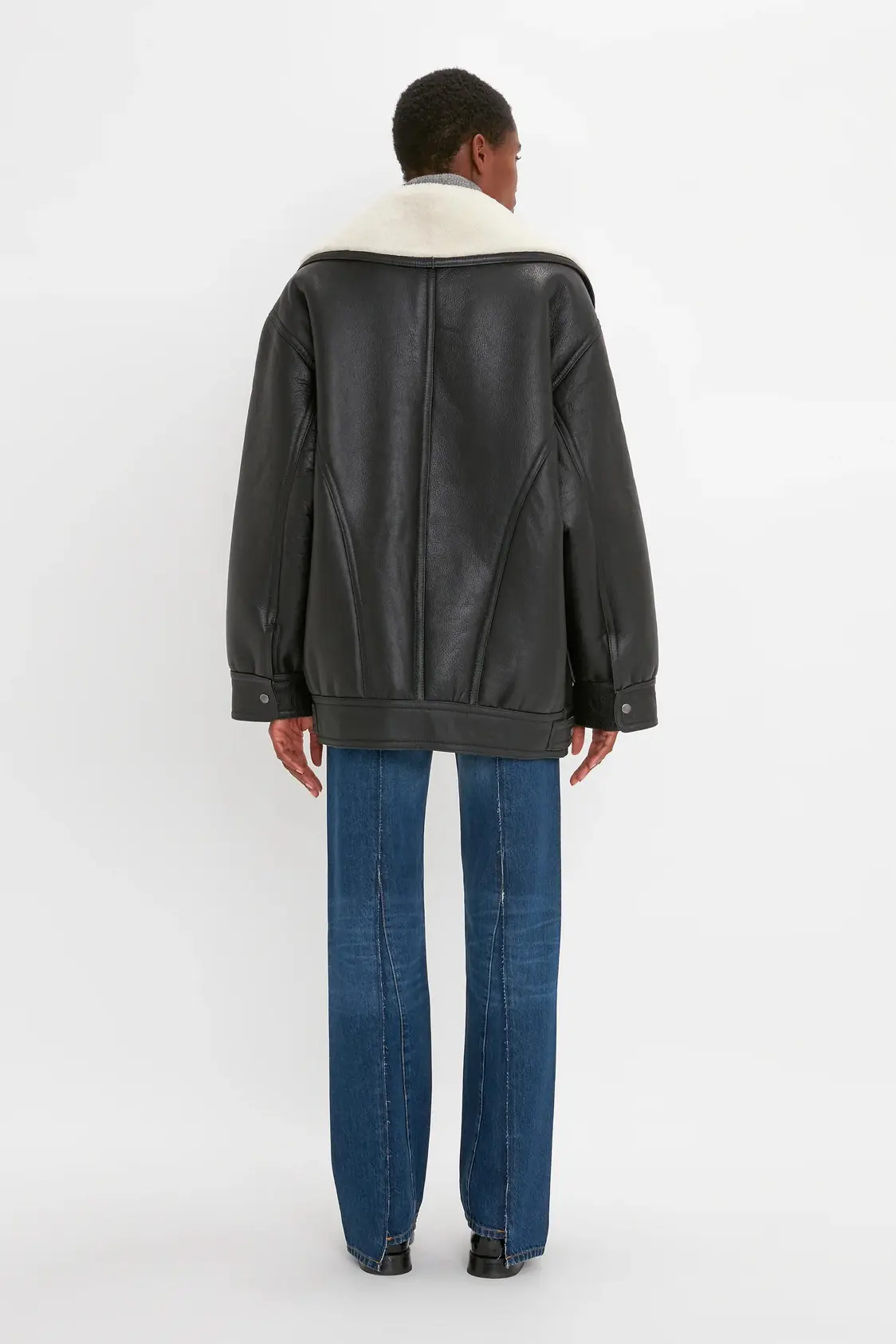 Shearling Coat In Monochrome - Image 3