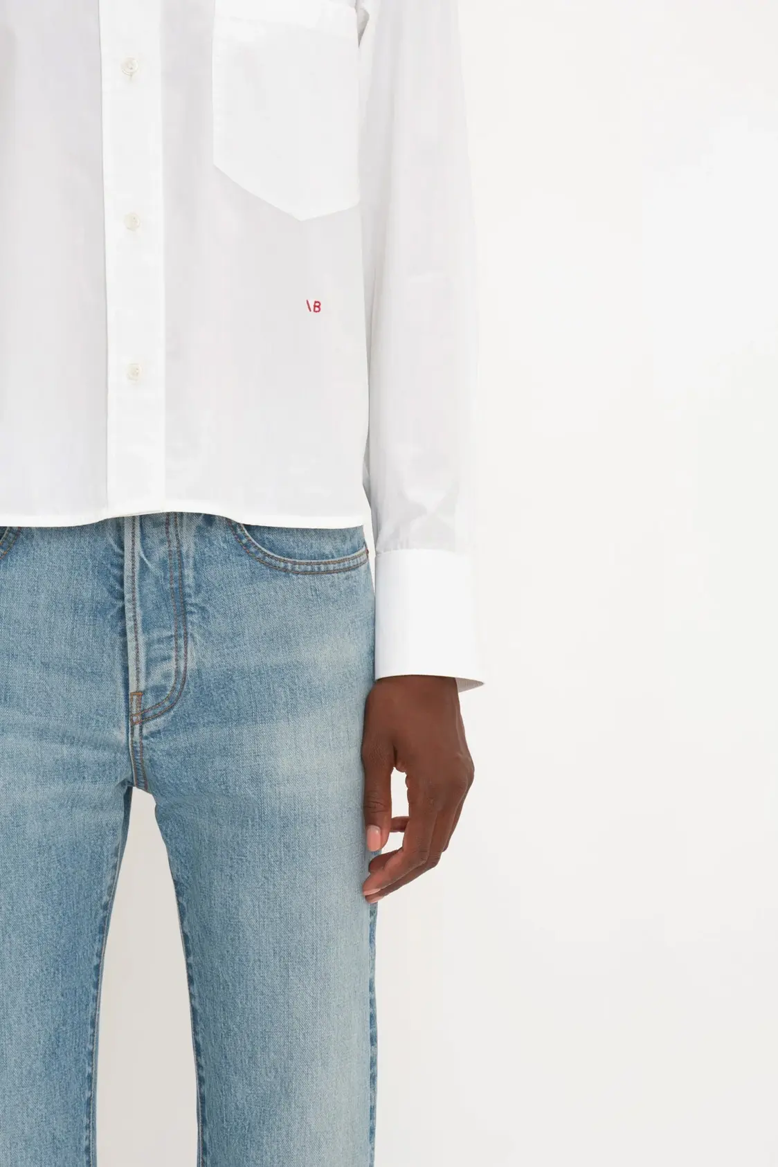 Pointed Collar Oversized Shirt In White - Image 2