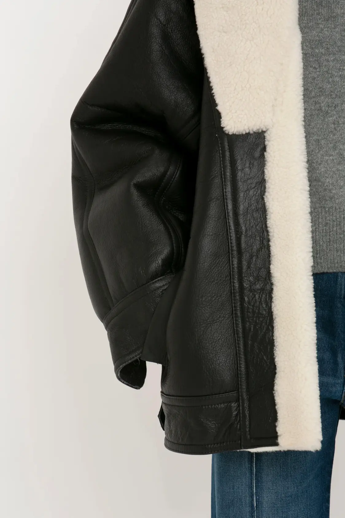 Shearling Coat In Monochrome - Image 4