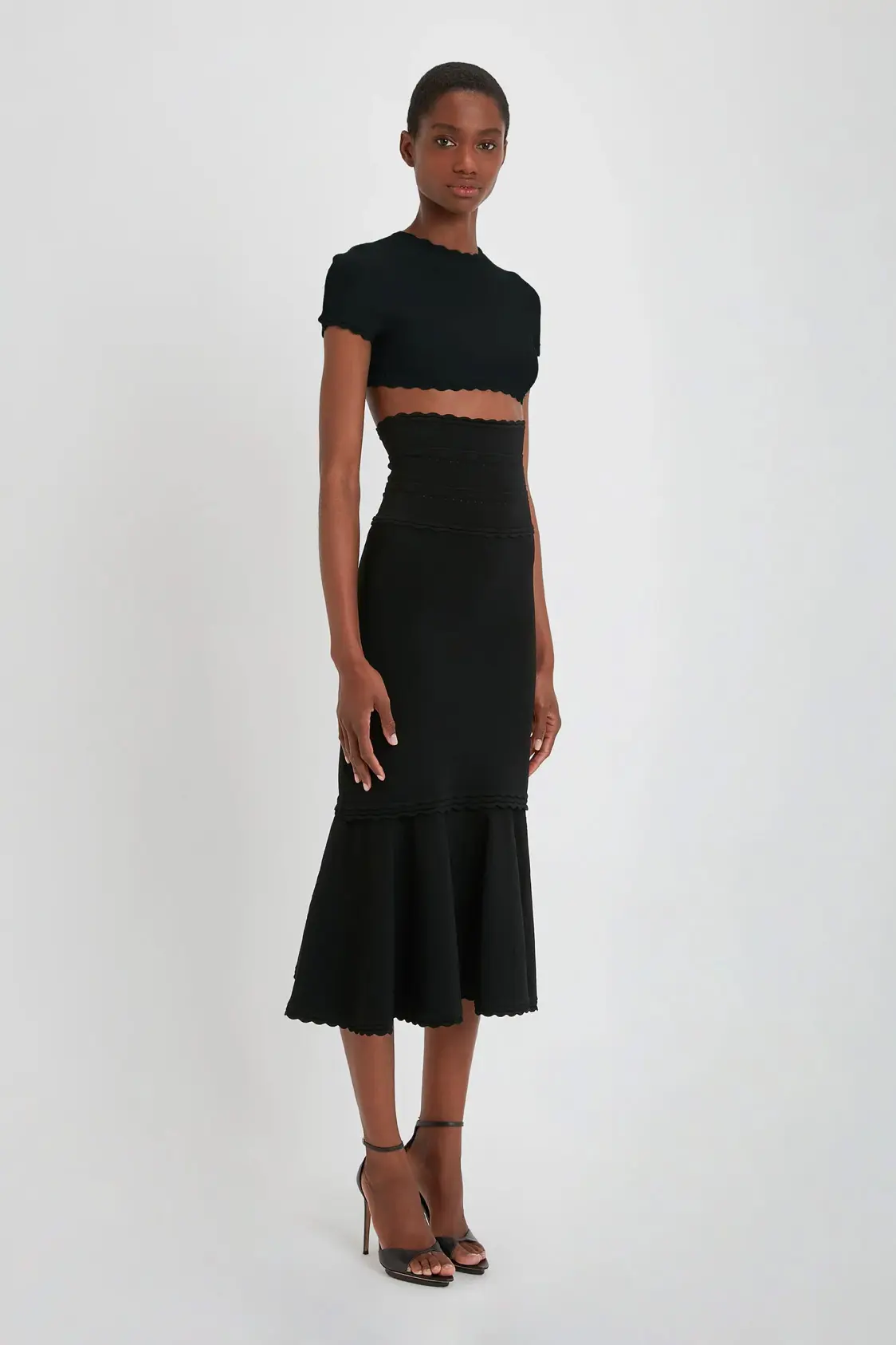 Flared Midi Skirt In Black - Image 2